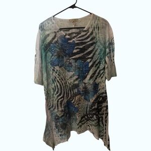 Elegant Blue Floral Women's Tunic